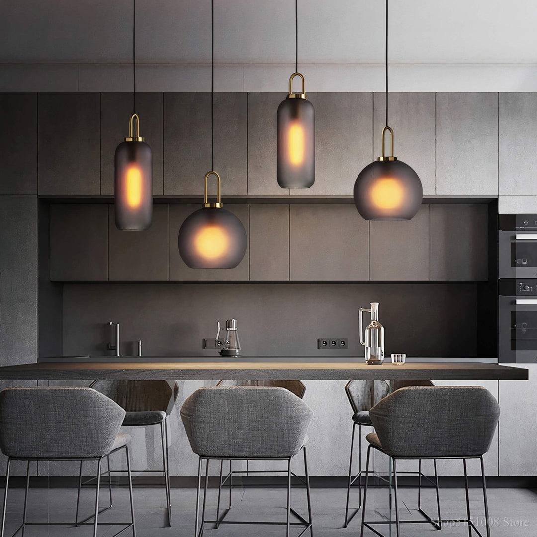 Smoked Glass Pendant Light – Industrial Ceiling Lamp for Kitchen, Dining & Living Room | Stornfield