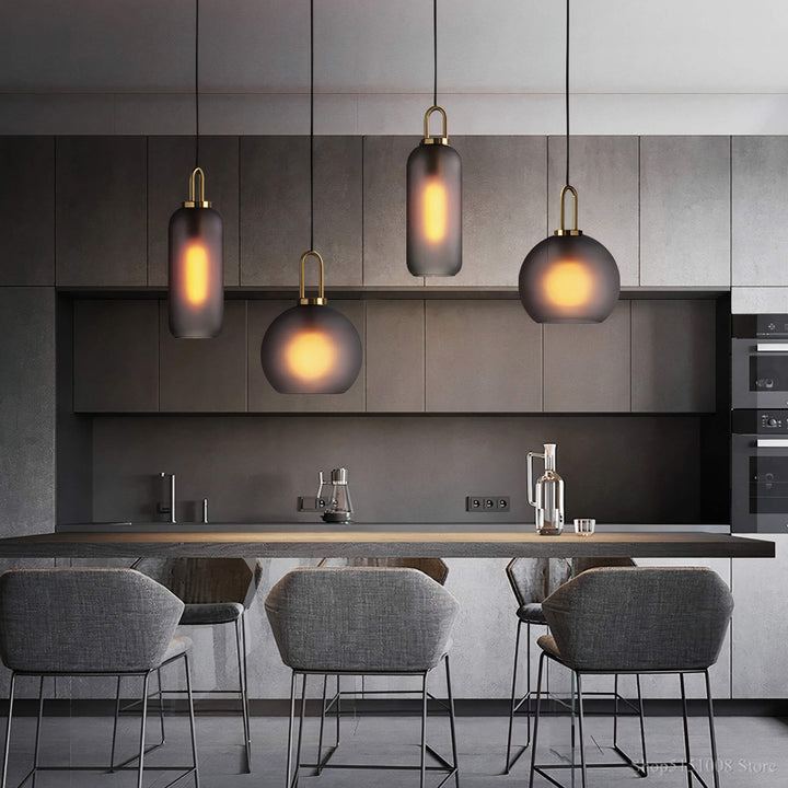 Smoked Glass Pendant Light – Industrial Ceiling Lamp for Kitchen, Dining & Living Room | Stornfield