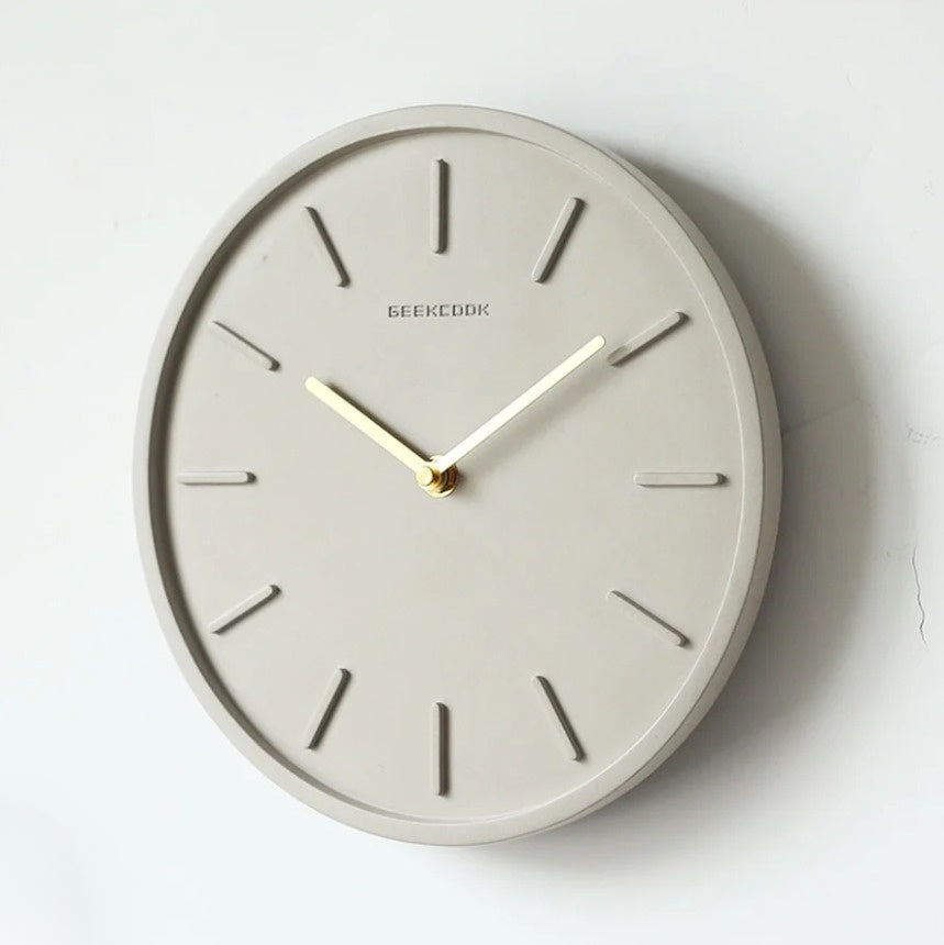 Nordic Cement Wall Clock with Metal Pendulum | Minimalist Scandinavian Clock for Modern Interior | Stornfield