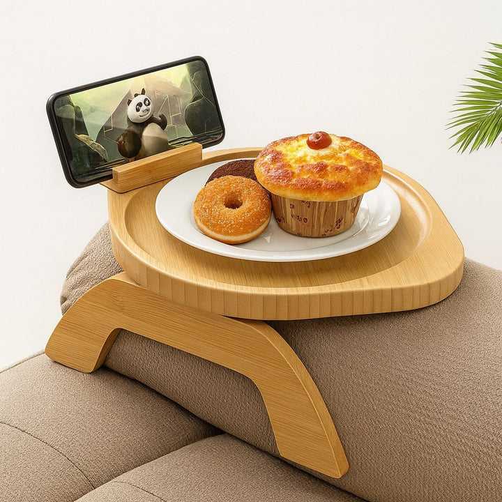 SofaNest Armrest Table Wooden Sofa Side Table With Phone Holder | Stornfield