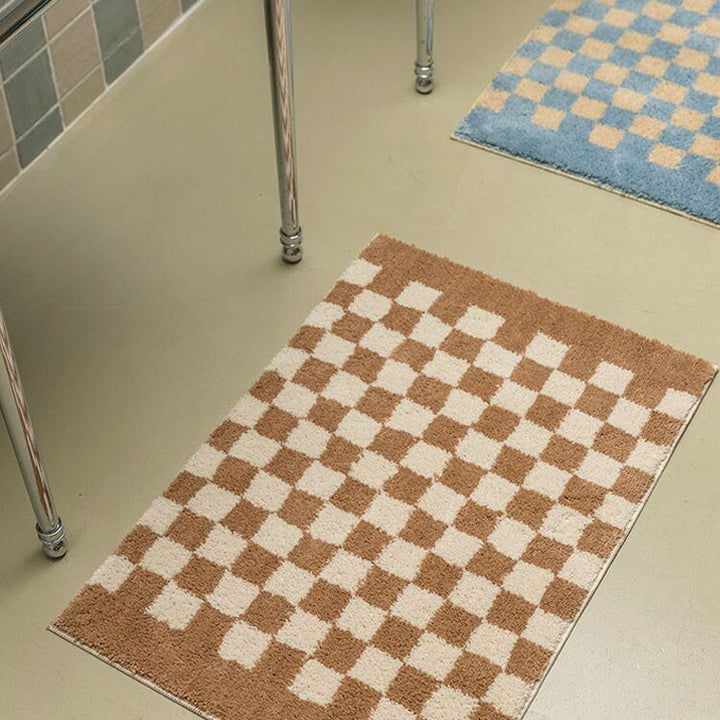 Stornfield | Soft and fluffy checkered bathroom mat