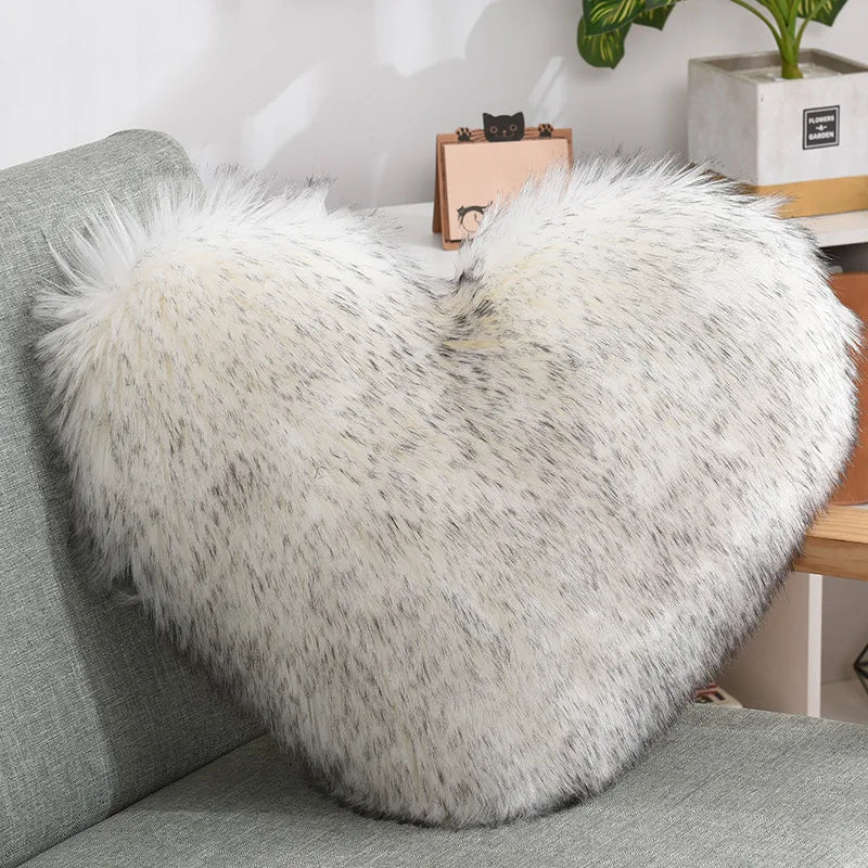 Soft Heart Shape Fluffy Sofa Cushion in Soft Polyester | Stornfield