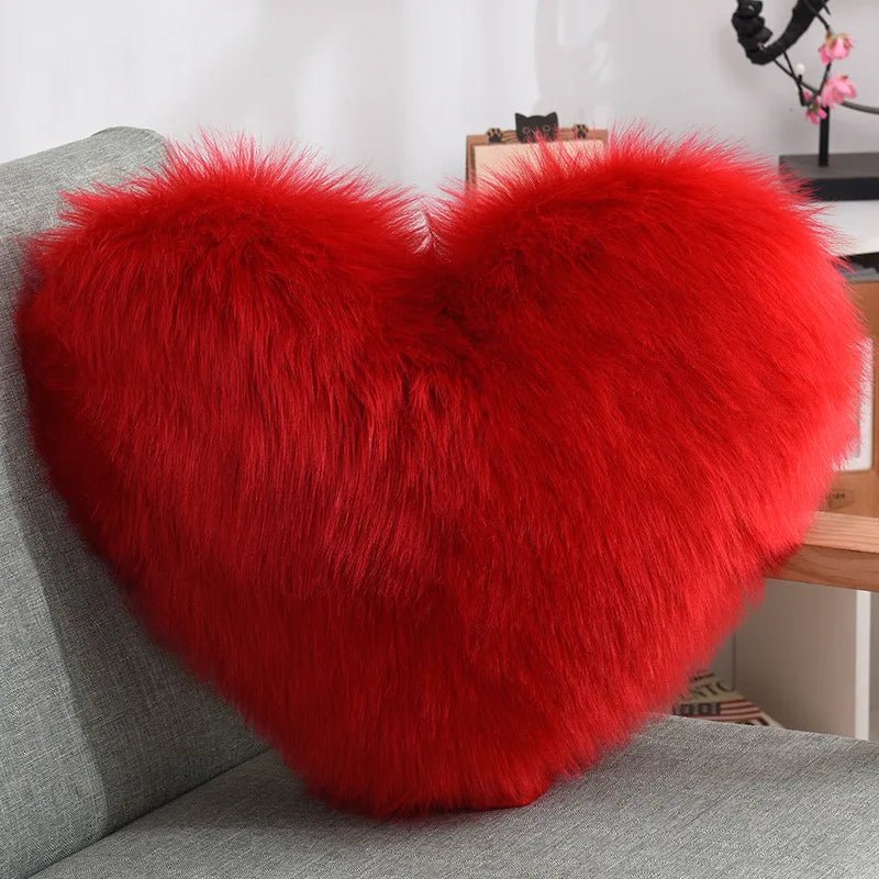 Soft Heart Shape Fluffy Sofa Cushion in Soft Polyester | Stornfield