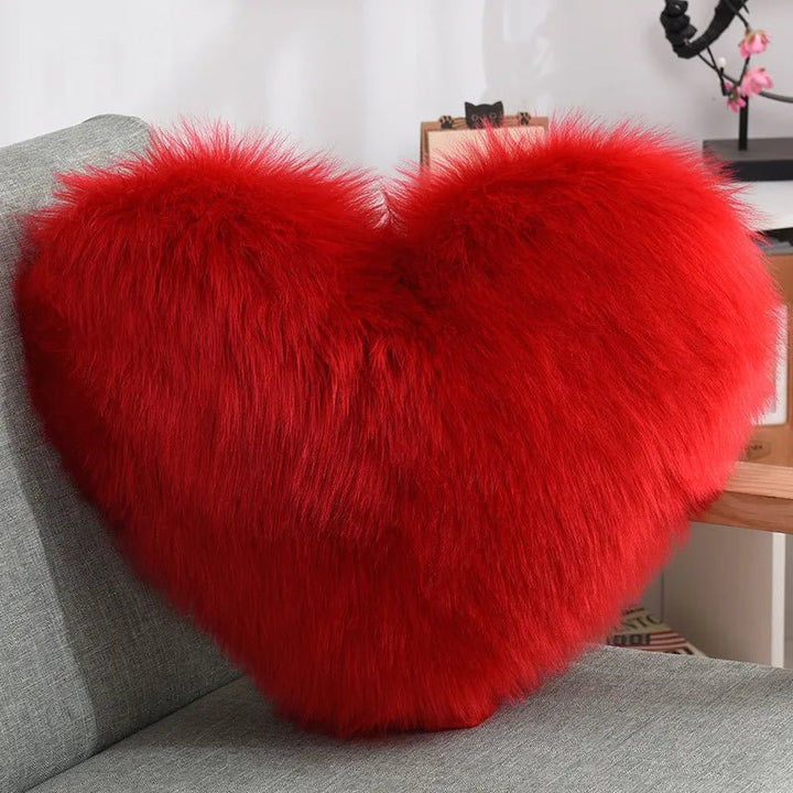 Soft Heart Shape Fluffy Sofa Cushion in Soft Polyester | Stornfield