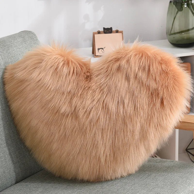 Soft Heart Shape Fluffy Sofa Cushion in Soft Polyester | Stornfield