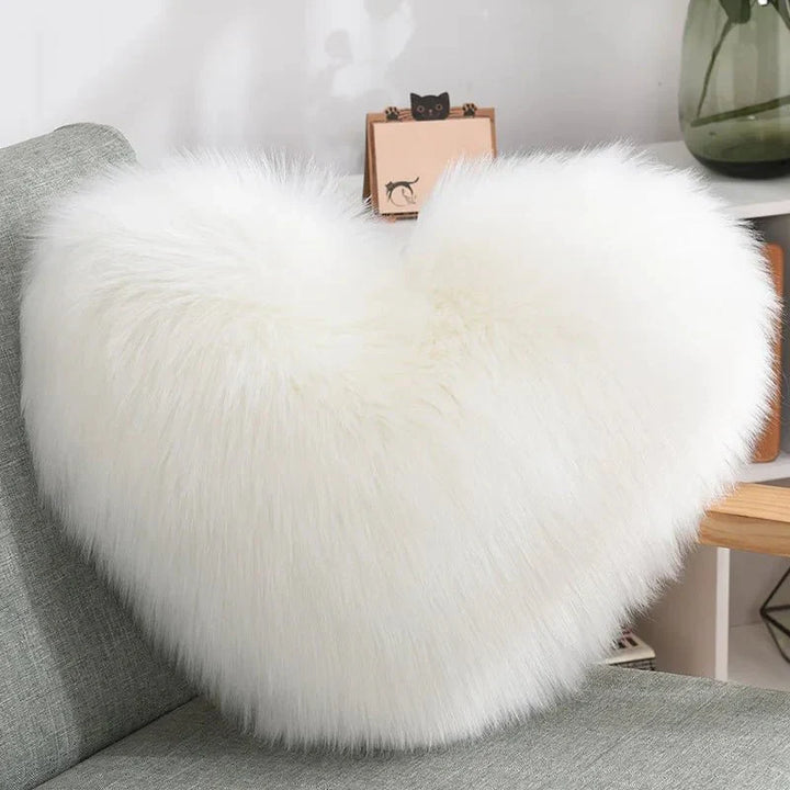Soft Heart Shape Fluffy Sofa Cushion in Soft Polyester | Stornfield