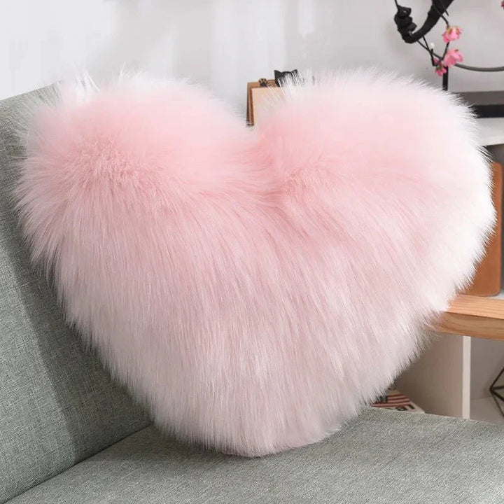 Soft Heart Shape Fluffy Sofa Cushion in Soft Polyester | Stornfield