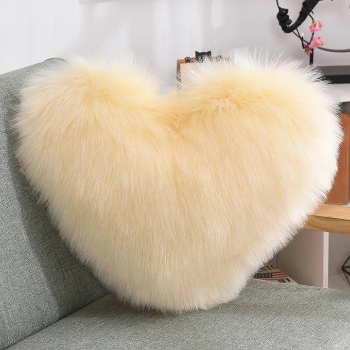 Soft Heart Shape Fluffy Sofa Cushion in Soft Polyester | Stornfield