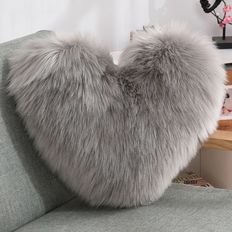 Soft Heart Shape Fluffy Sofa Cushion in Soft Polyester | Stornfield
