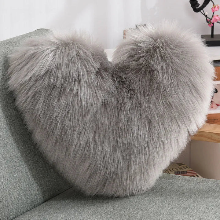 Soft Heart Shape Fluffy Sofa Cushion in Soft Polyester | Stornfield