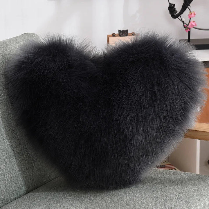Soft Heart Shape Fluffy Sofa Cushion in Soft Polyester | Stornfield