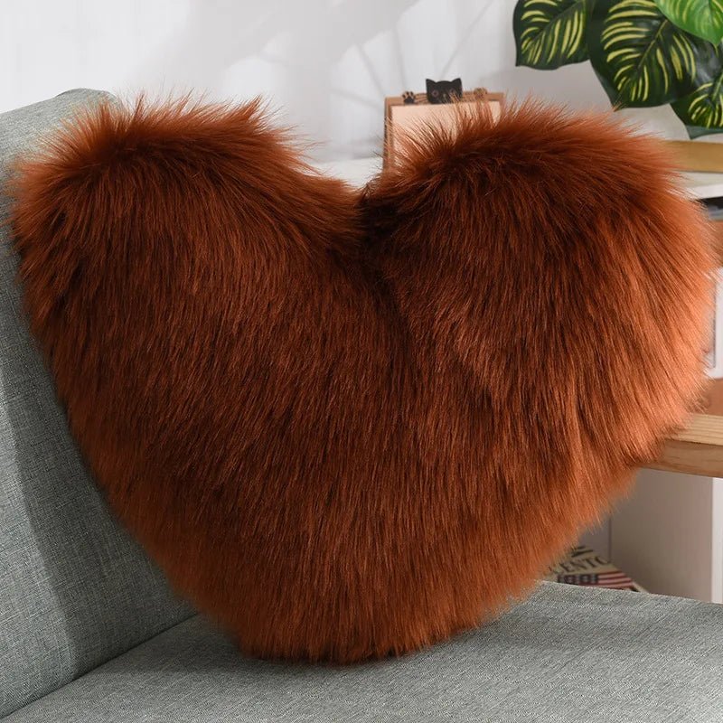 Soft Heart Shape Fluffy Sofa Cushion in Soft Polyester | Stornfield