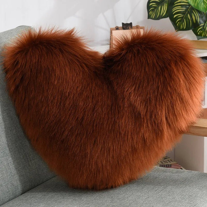 Soft Heart Shape Fluffy Sofa Cushion in Soft Polyester | Stornfield
