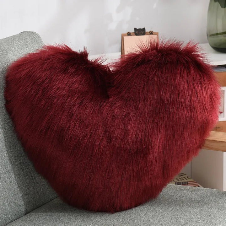 Soft Heart Shape Fluffy Sofa Cushion in Soft Polyester | Stornfield