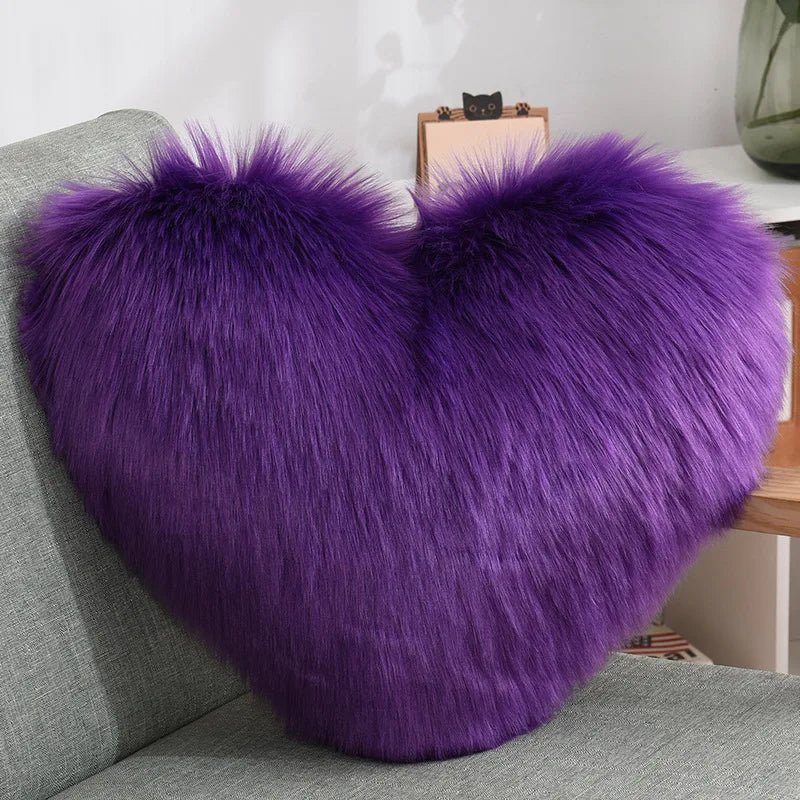 Soft Heart Shape Fluffy Sofa Cushion in Soft Polyester | Stornfield