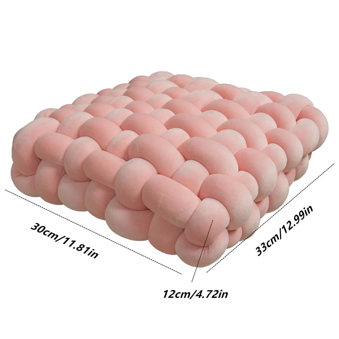 Soft Plush Crocheted Knot Sofa Cushion in Vibrant Colors | Stornfield