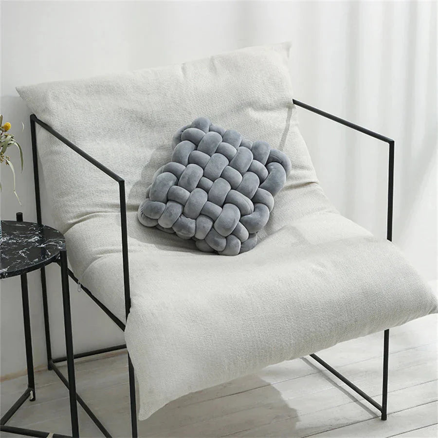 Soft Plush Crocheted Knot Sofa Cushion in Vibrant Colors | Stornfield
