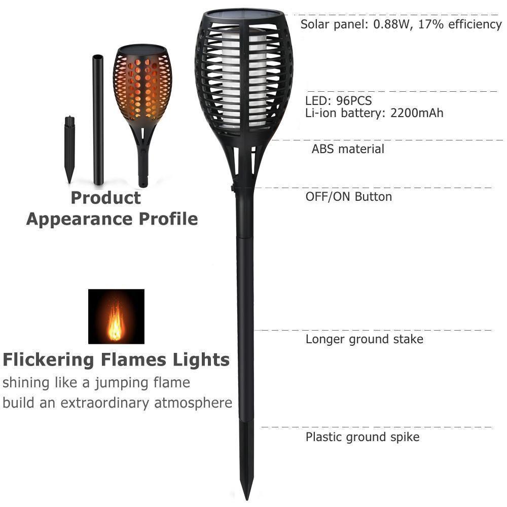 2 PCS Solar Led Torch Light Dancing Flame Edition | Stornfield