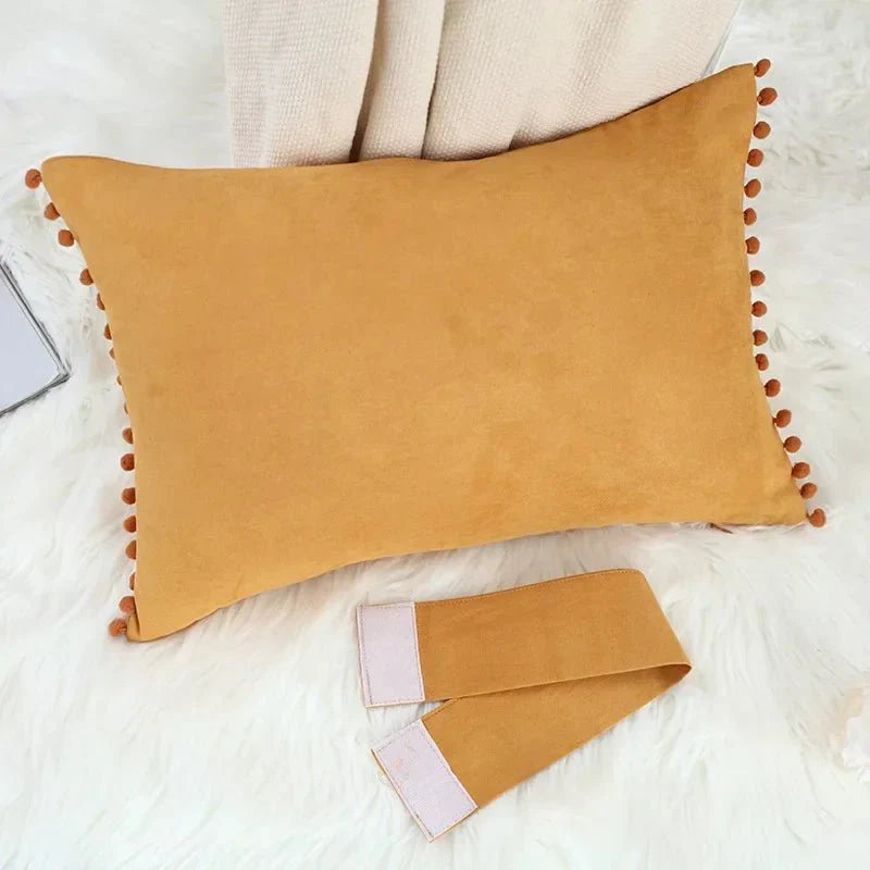 Solid Candy Colour Tasseled Cushion Cover Velvet 50x30cm | Stornfield