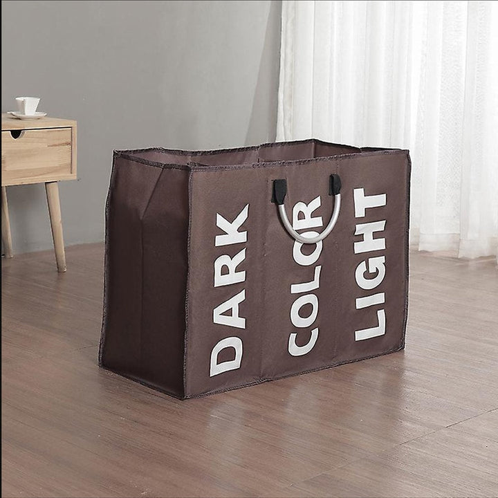 Laundry basket 3 compartments - foldable with handle - black, gray or light gray | Stornfield