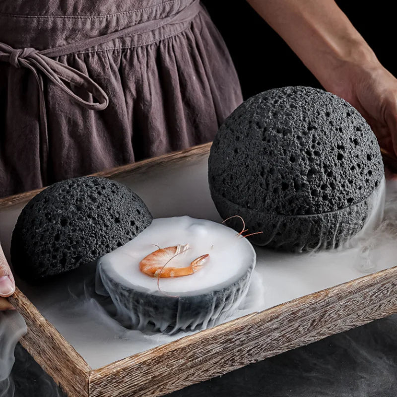 Special Lava Stone Planet Sashimi Seafood Dry Ice Serving Plate | Stornfield