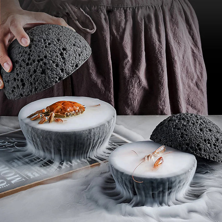 Special Lava Stone Planet Sashimi Seafood Dry Ice Serving Plate | Stornfield