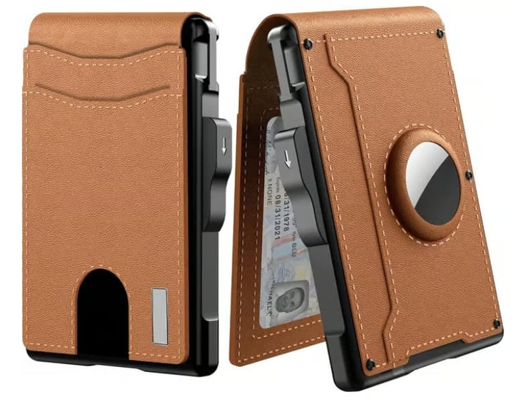Stornfield | Pop Up aluminum bag Money Clip Slim Leather Slots Credit Card Holder RFID Blocking Bifold Minimalist Wallet
