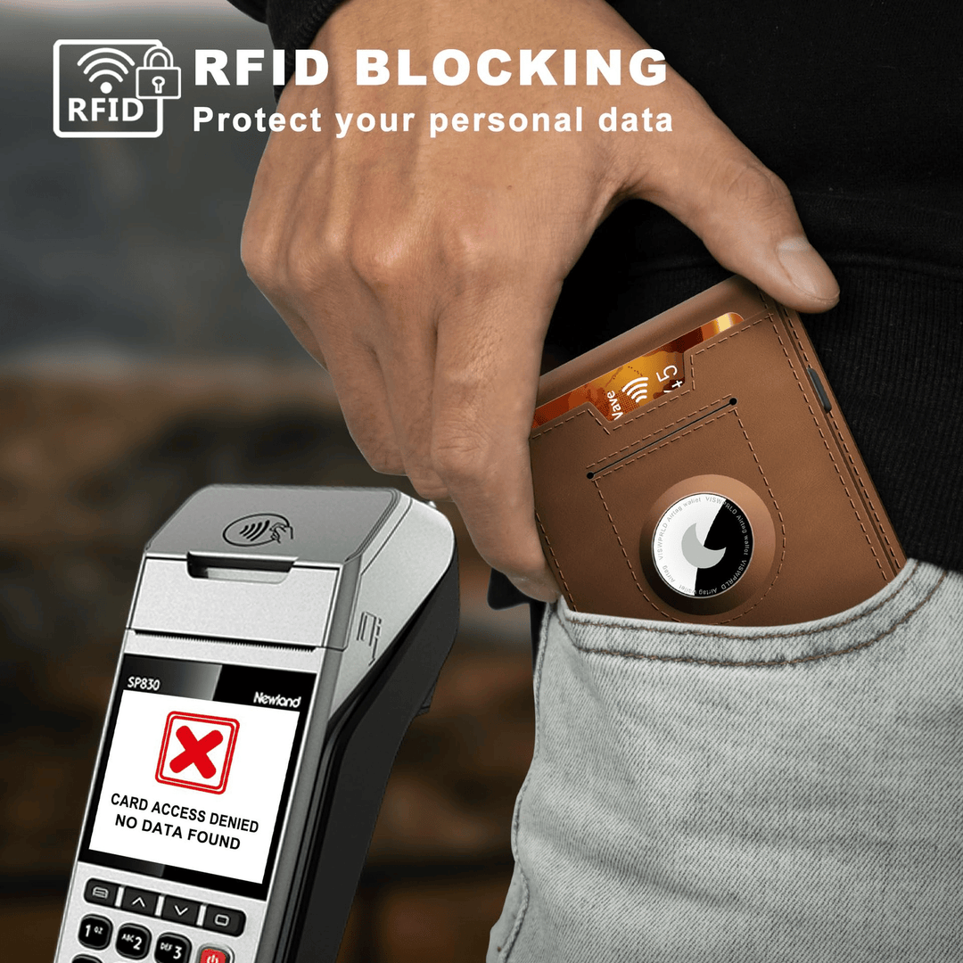 Stornfield | Pop Up aluminum bag Money Clip Slim Leather Slots Credit Card Holder RFID Blocking Bifold Minimalist Wallet