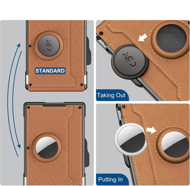Stornfield | Pop Up aluminum bag Money Clip Slim Leather Slots Credit Card Holder RFID Blocking Bifold Minimalist Wallet
