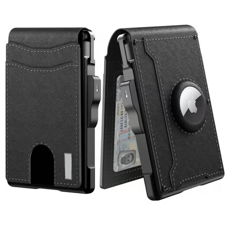 Stornfield | Pop Up aluminum bag Money Clip Slim Leather Slots Credit Card Holder RFID Blocking Bifold Minimalist Wallet
