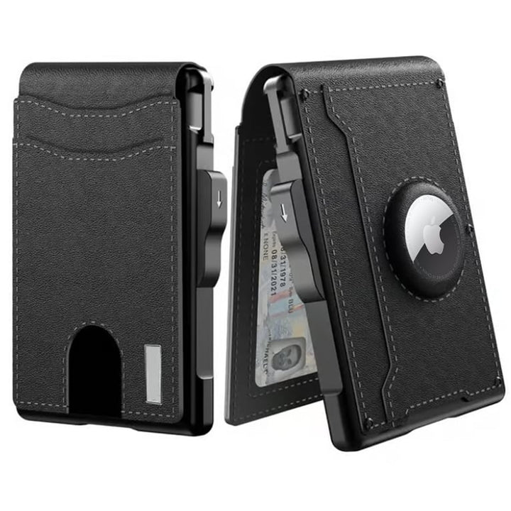 Stornfield | Pop Up aluminum bag Money Clip Slim Leather Slots Credit Card Holder RFID Blocking Bifold Minimalist Wallet