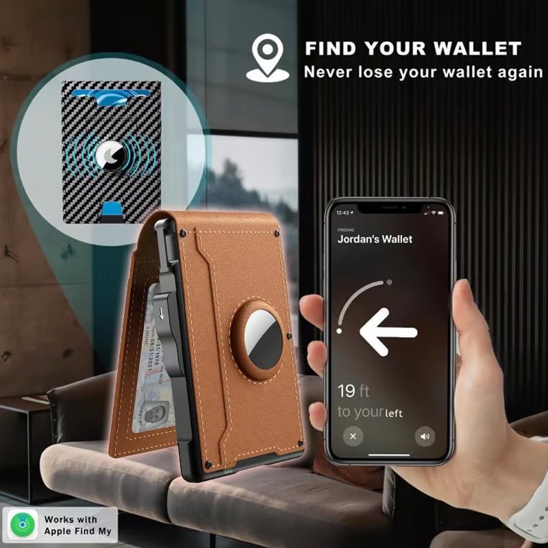 Stornfield | Pop Up aluminum bag Money Clip Slim Leather Slots Credit Card Holder RFID Blocking Bifold Minimalist Wallet
