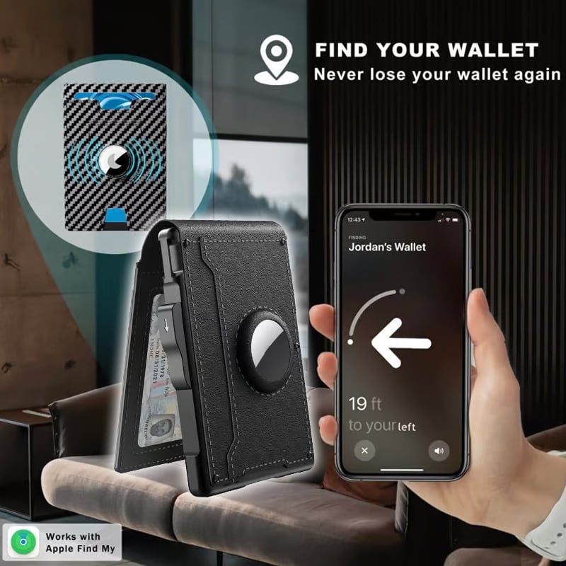 Stornfield | Pop Up aluminum bag Money Clip Slim Leather Slots Credit Card Holder RFID Blocking Bifold Minimalist Wallet