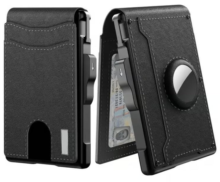 Stornfield | Pop Up aluminum bag Money Clip Slim Leather Slots Credit Card Holder RFID Blocking Bifold Minimalist Wallet