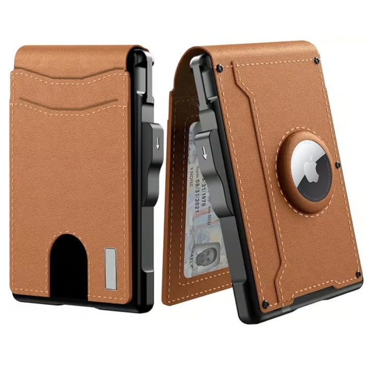 Stornfield | Pop Up aluminum bag Money Clip Slim Leather Slots Credit Card Holder RFID Blocking Bifold Minimalist Wallet