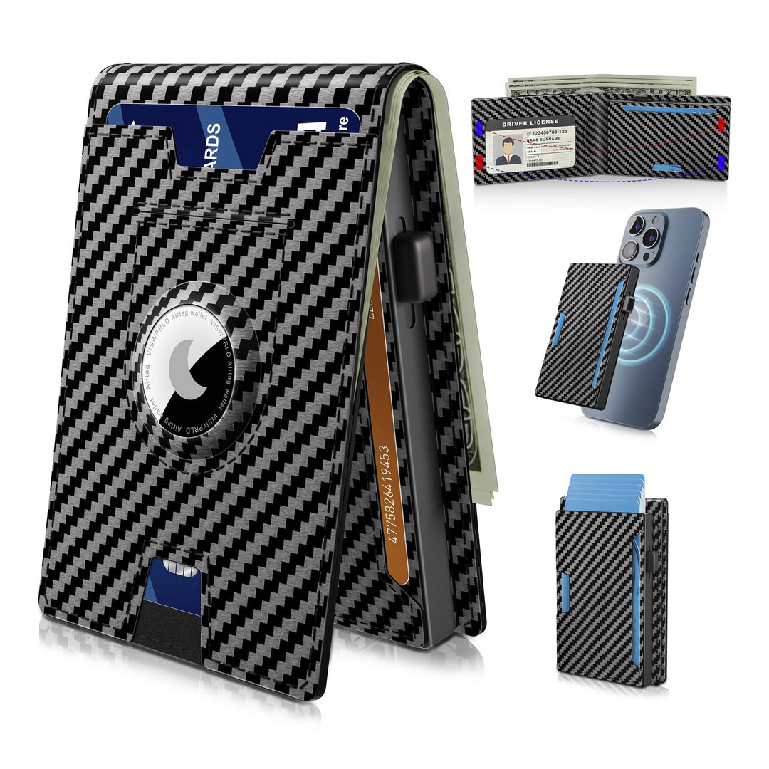 Stornfield | Pop Up aluminum bag Money Clip Slim Leather Slots Credit Card Holder RFID Blocking Bifold Minimalist Wallet