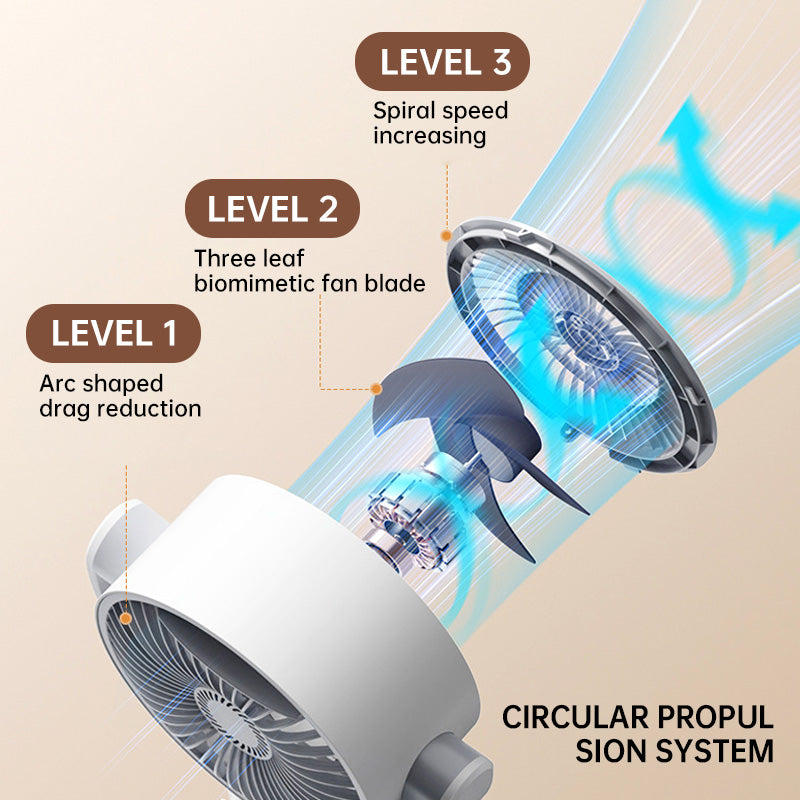 Motor stand fan, 20dB very quiet fan, 30m throw distance, 2465m³/h air volume, fan with remote control & cooling | Stornfield