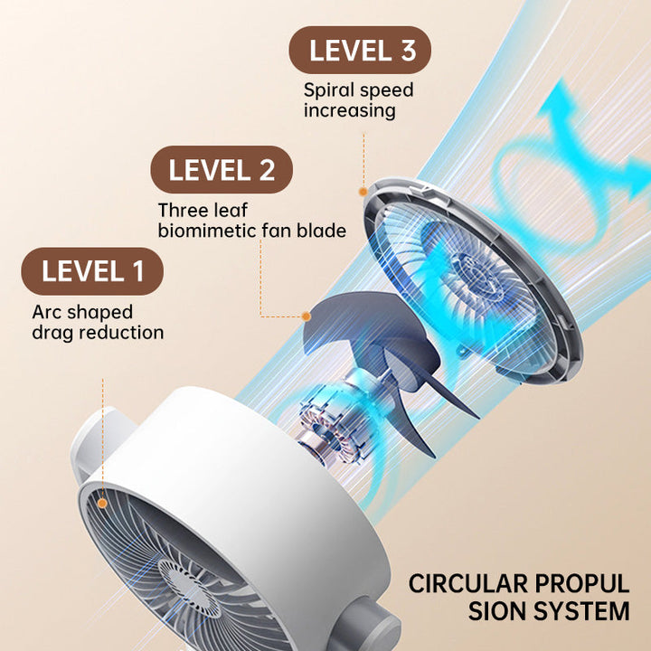 Motor stand fan, 20dB very quiet fan, 30m throw distance, 2465m³/h air volume, fan with remote control & cooling | Stornfield