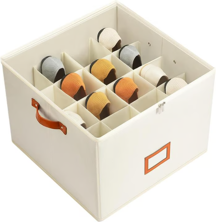 Foldable shoe box made of fabric with lid | Stornfield