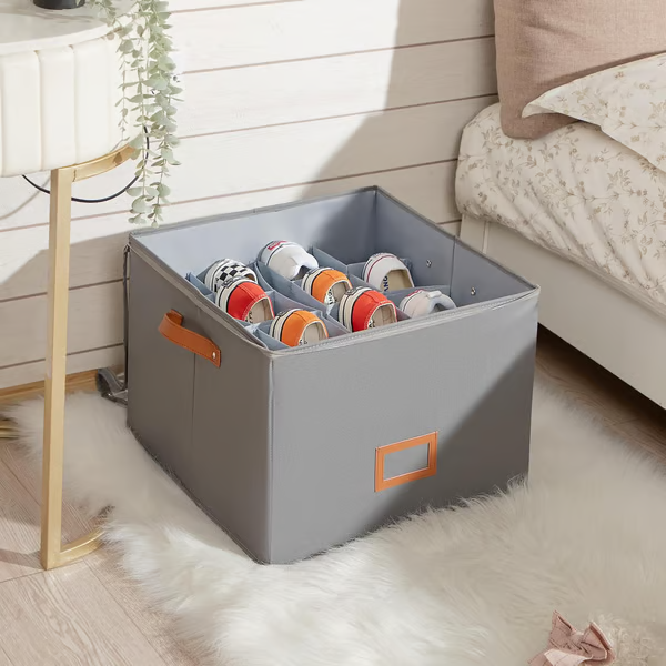 Foldable shoe box made of fabric with lid | Stornfield