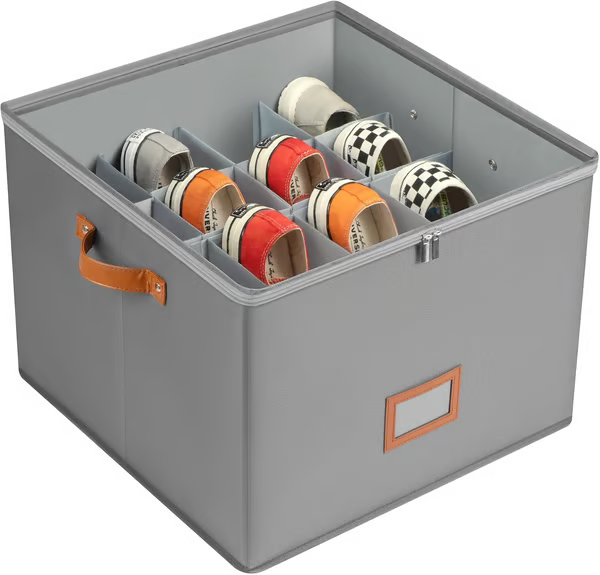 Foldable shoe box made of fabric with lid | Stornfield