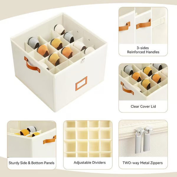 Foldable shoe box made of fabric with lid | Stornfield