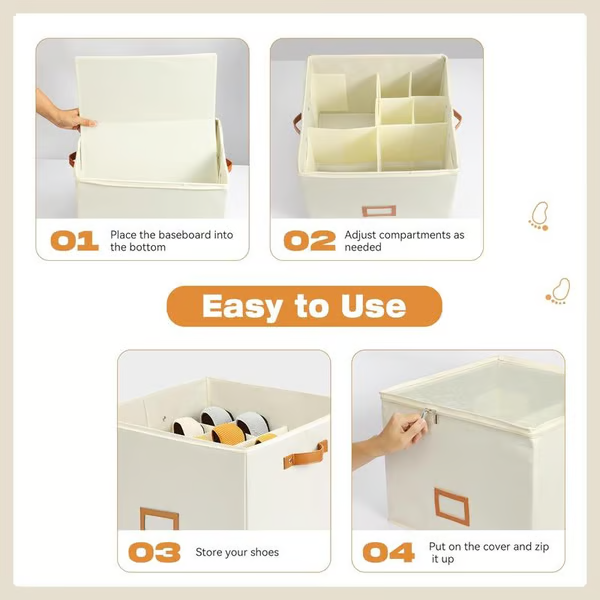Foldable shoe box made of fabric with lid | Stornfield