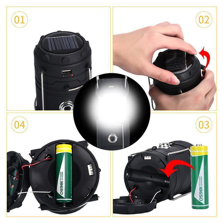 3-in-1 LED camping lantern with flickering flame | Stornfield