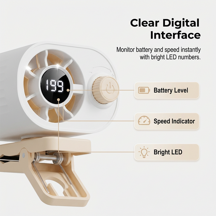 Rechargeable Clip-On Air Cooler for Outdoors | Stornfield