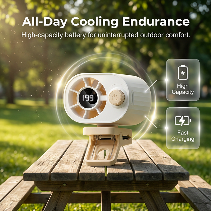 Rechargeable Clip-On Air Cooler for Outdoors | Stornfield