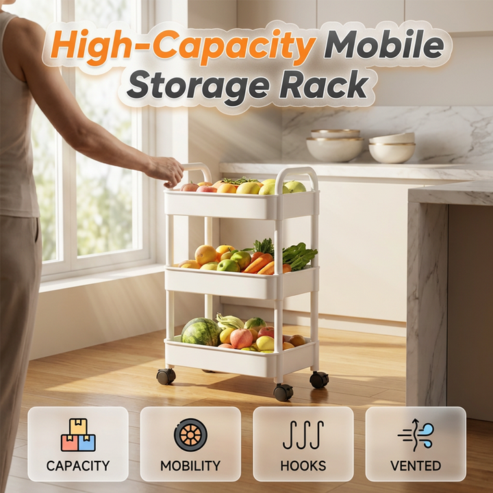Mobile Kitchen Shelf Organizer with Wheels | Stornfield