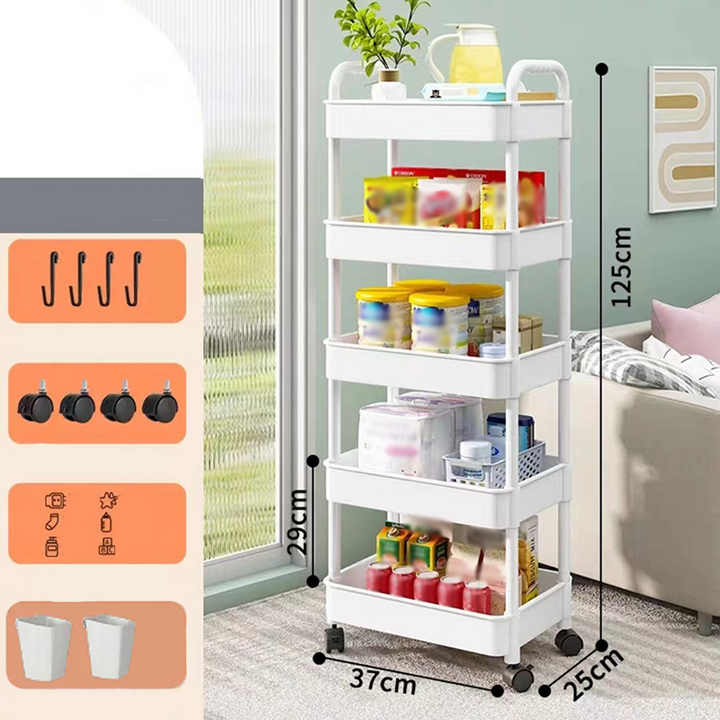 Mobile Kitchen Shelf Organizer with Wheels | Stornfield