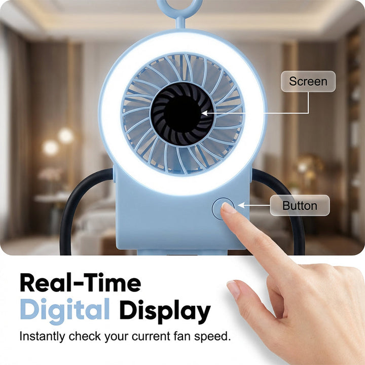 Flexible Robot Desk Fan with LED Light | Stornfield