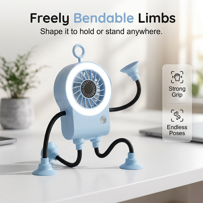 Flexible Robot Desk Fan with LED Light | Stornfield